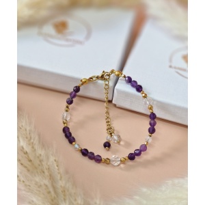 Bransoletka Ametyst, Kryształ Górski, Cyrkonia, Hematyt