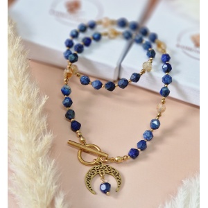 Naszyjnik Lapis Lazuli, Cytryn, Hematyt