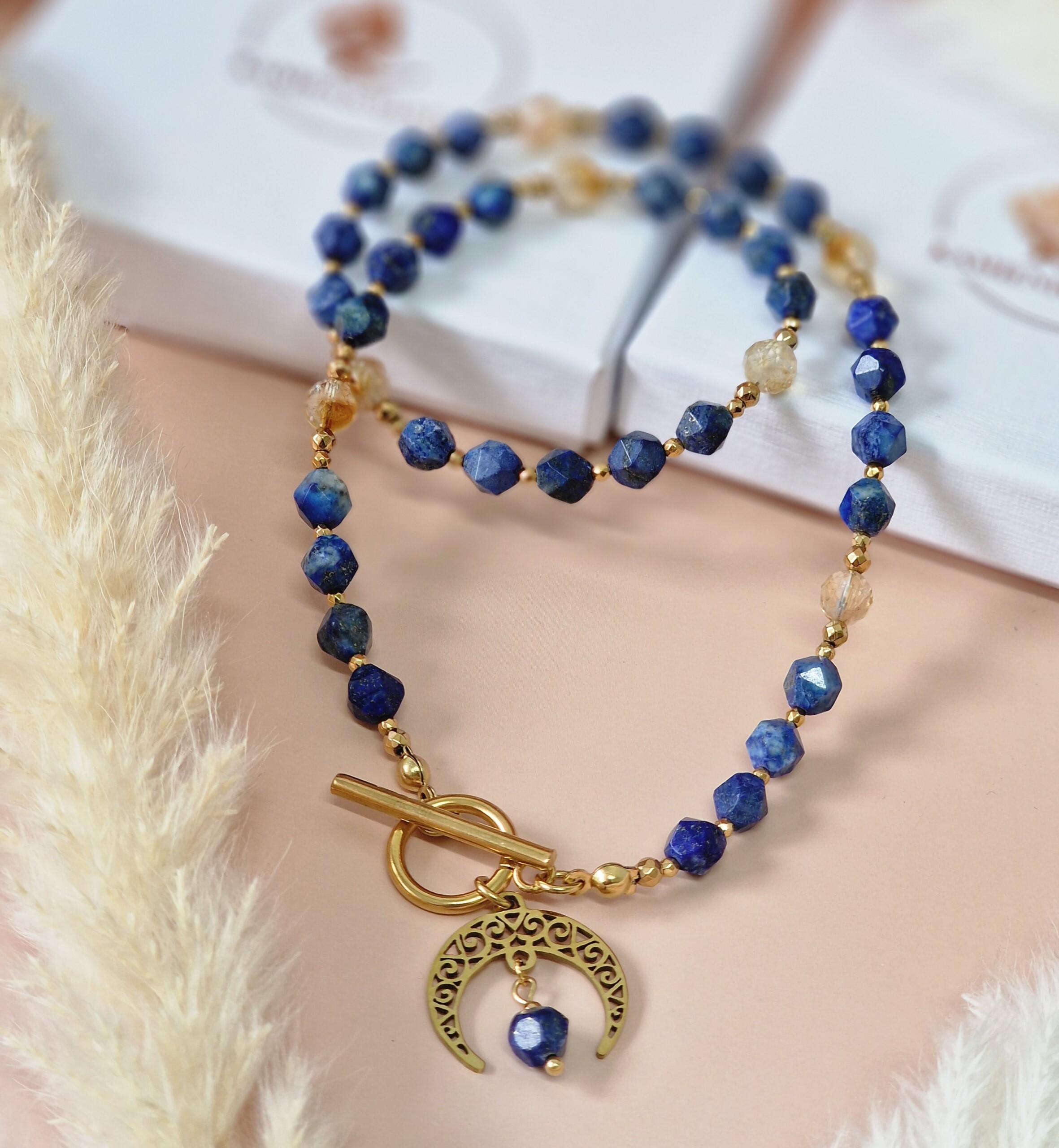 Naszyjnik Lapis Lazuli, Cytryn, Hematyt