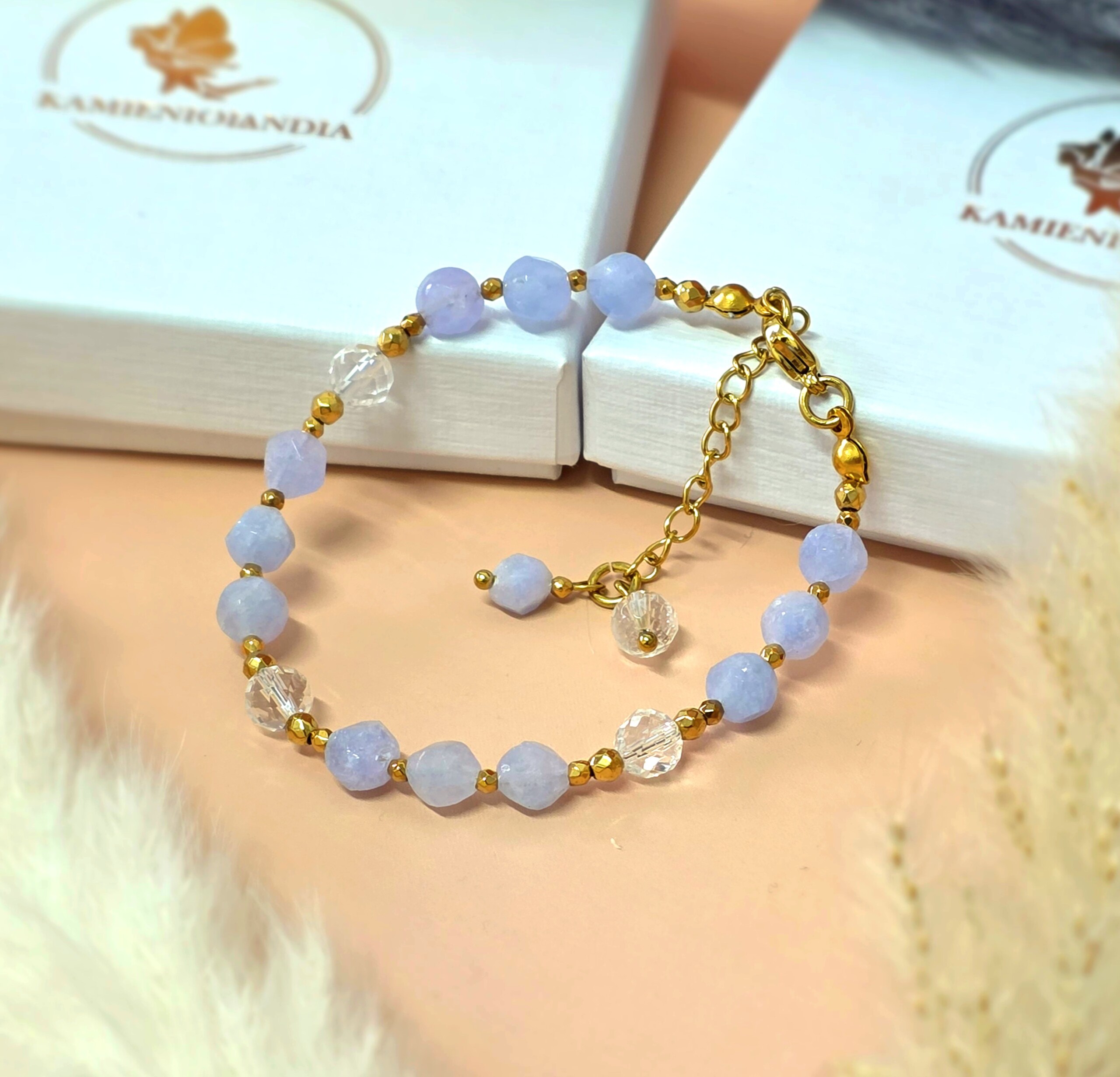 Bransoletka Akwamaryn, Kryształ górski, Hematyt