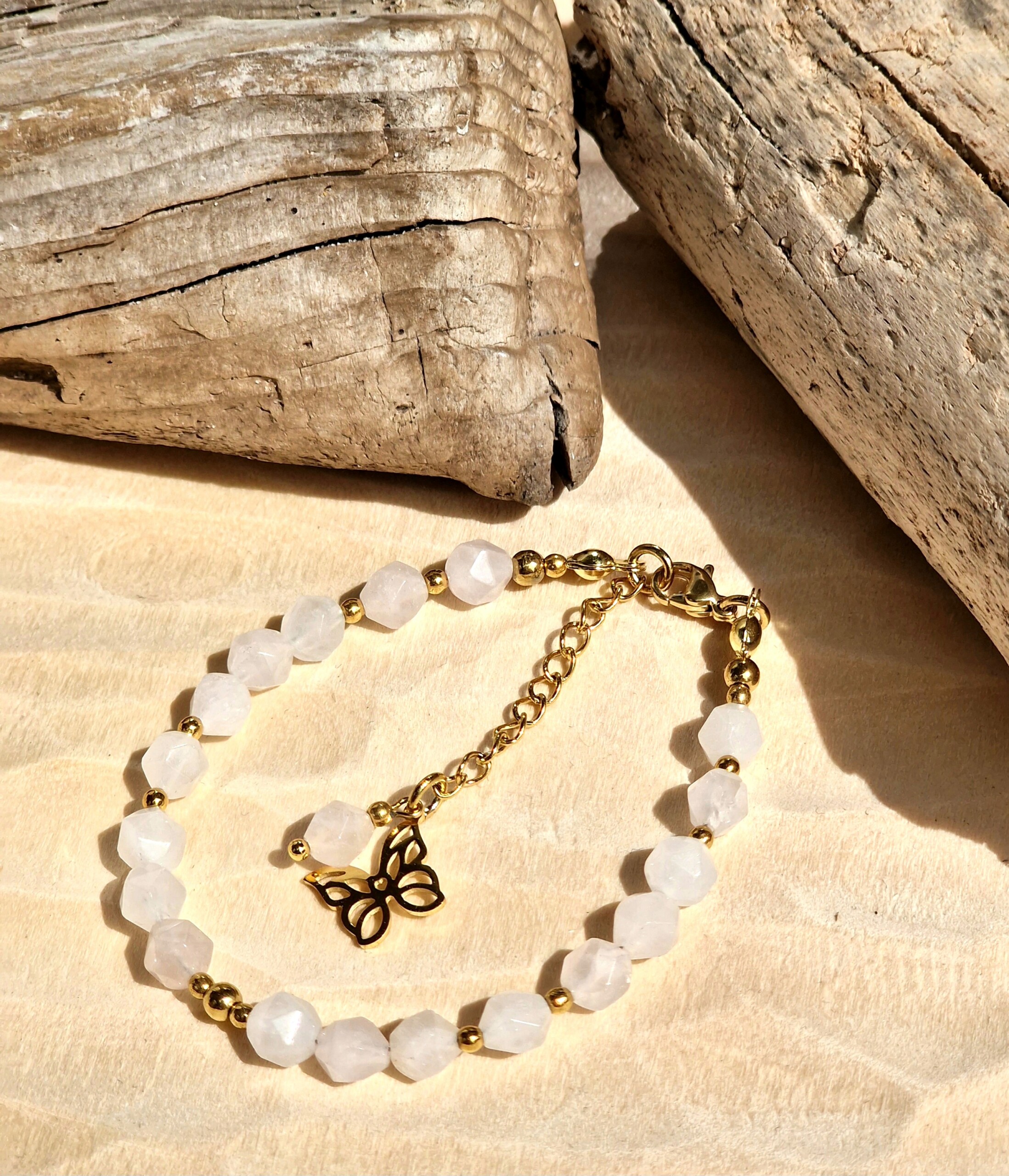 Bransoletka Kwarc różowy, Hematyt