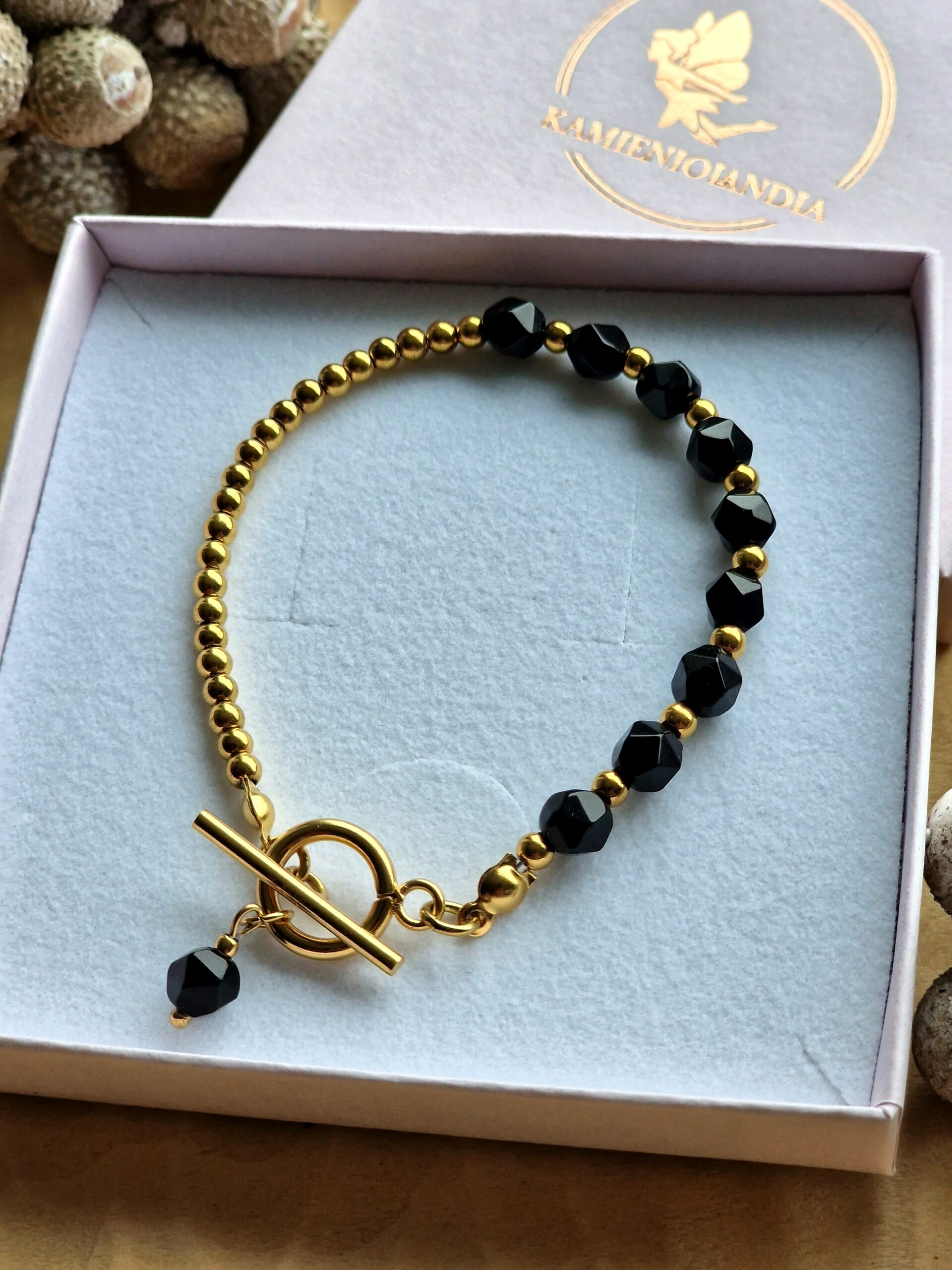 Bransoletka Agat czarny, Hematyt