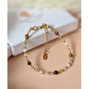 Bransoletka Apatyt, Oliwin, Cytryn, Tygrysie oko, Kwarc różowy, Hematyt