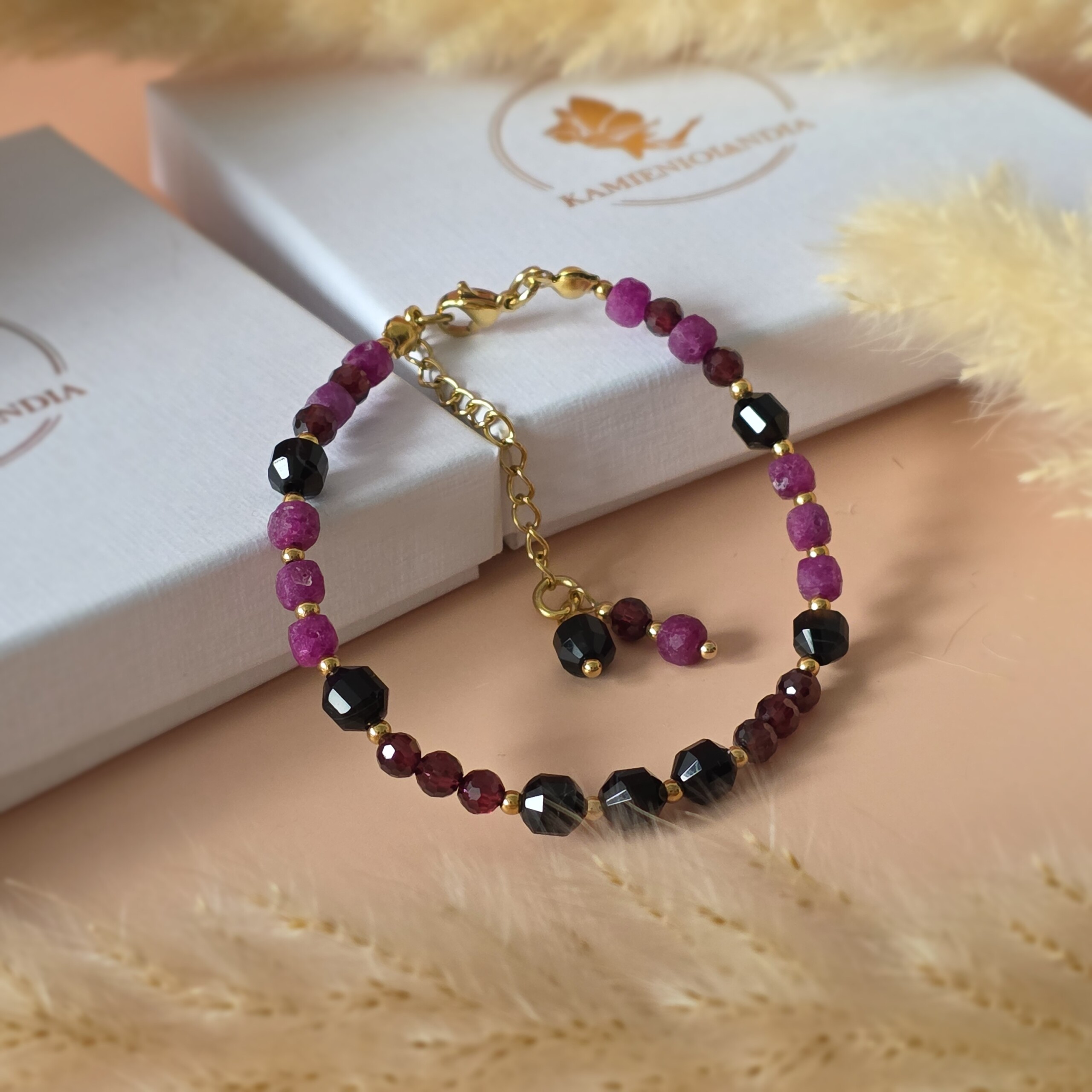 Bransoletka Rubin, Agat, Granat, Hematyt
