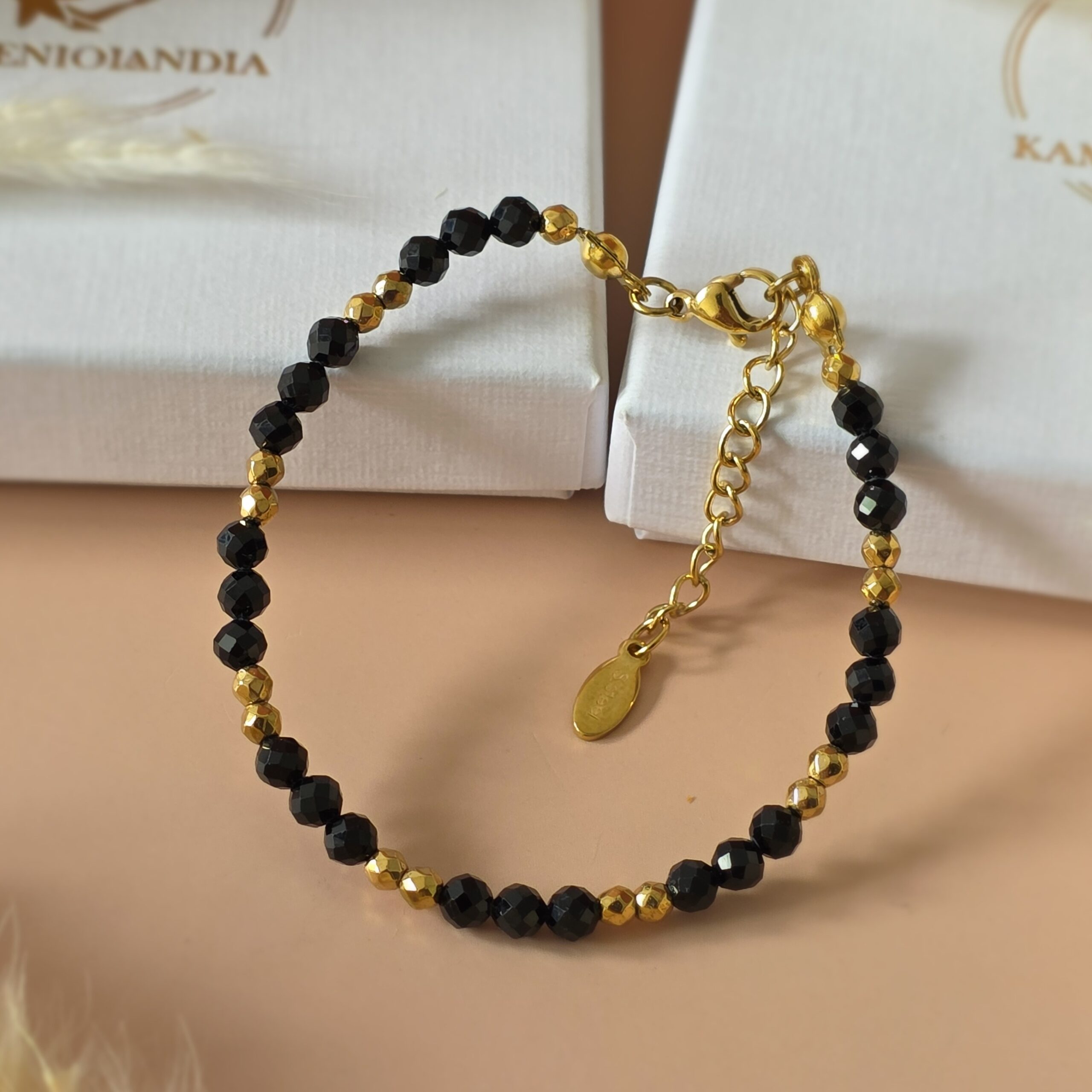 Bransoletka Nisyros Dark, Turmalin, Hematyt