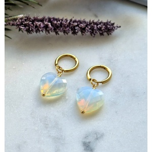 Kolczyki serce Opal, Hematyt