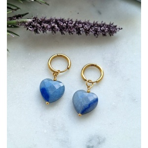 Kolczyki serce Kianit, Hematyt