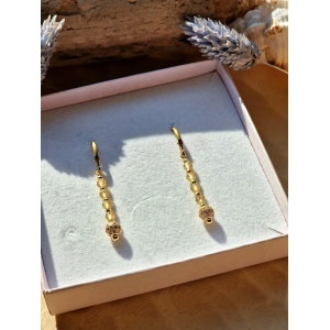 Kolczyki Cytryn, fasetowane kuleczki gold filled 18k, miedziana kulka z Cyrkoniami