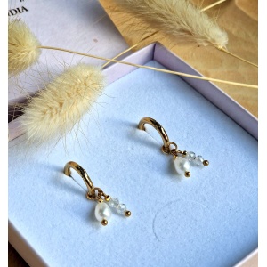 Kolczyki Perła Cyrkonia Hematyt