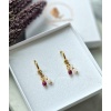 Kolczyki Rubin, Kwarc różowy, Kryształ górski, Cytryn, Hematyt - obrazek 3