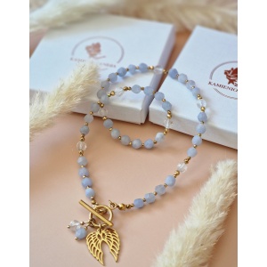 Naszyjnik Akwamaryn, Kryształ górski, Hematyt