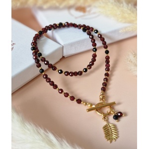 Naszyjnik  Turmalin, Granat, Hematyt