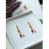 Kolczyki Rubin, Kwarc różowy, Kryształ górski, Cytryn, Hematyt