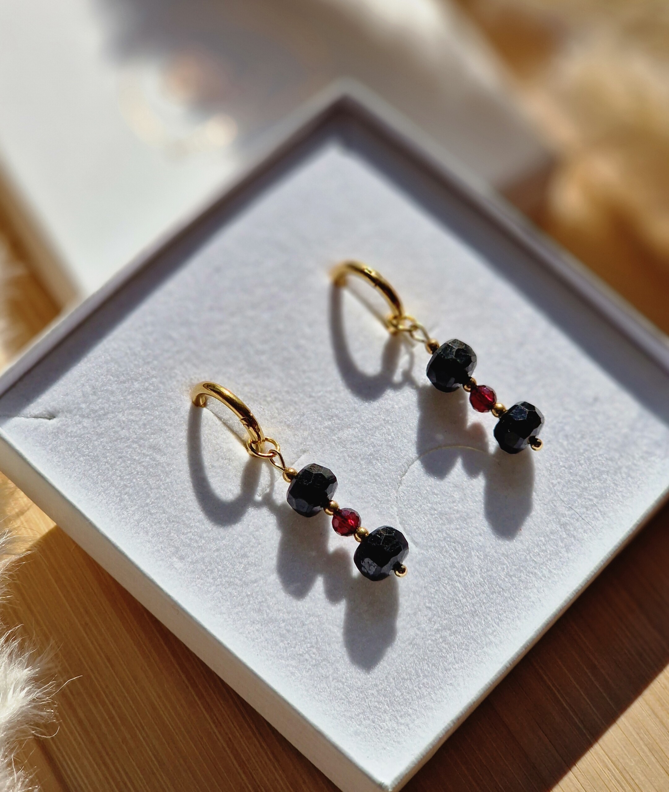 Kolczyki Turmalin Granat Hematyt