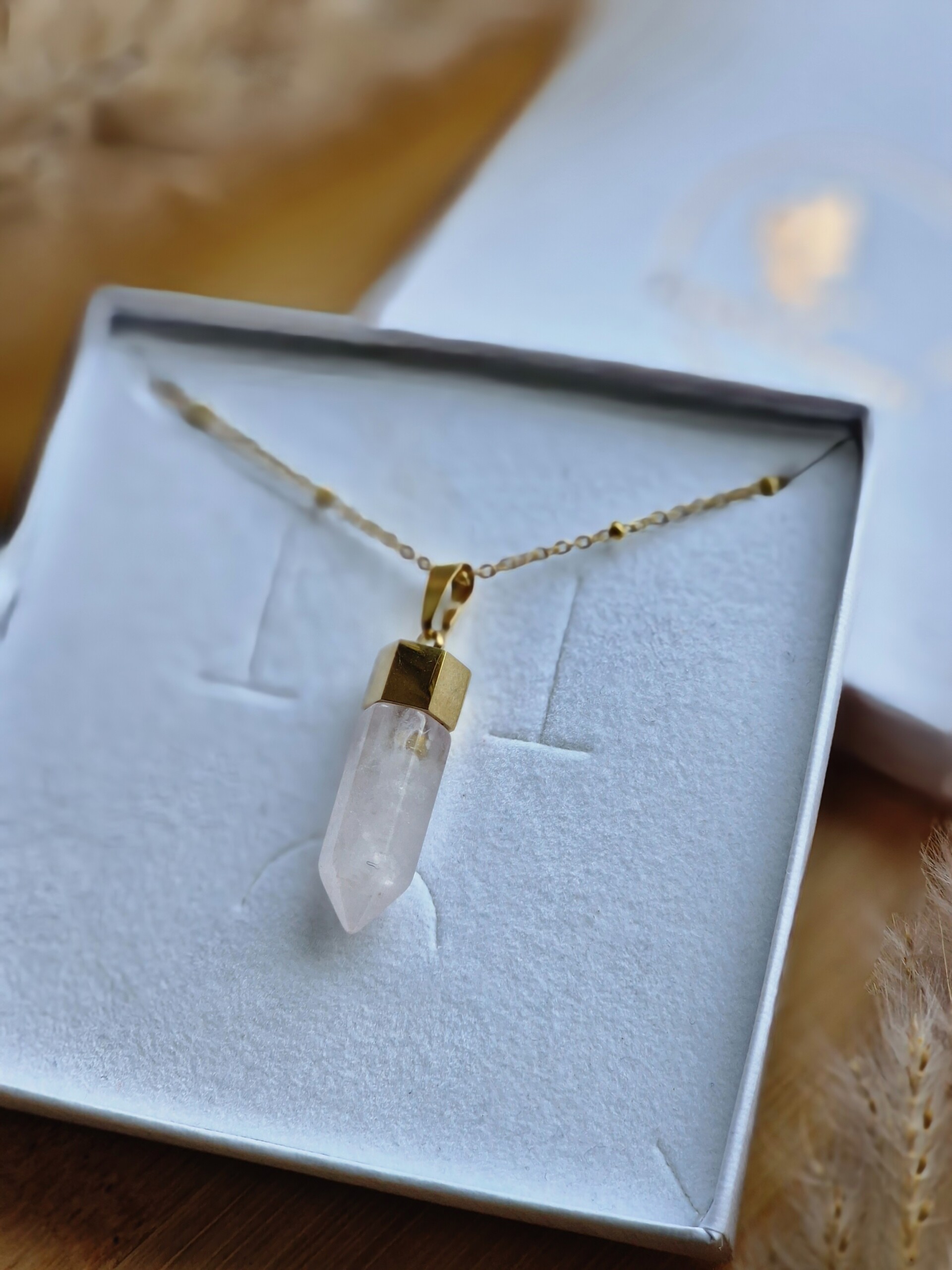 Naszyjnik Kwarc różowy grot