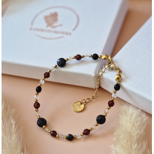 Bransoletka Cytryn, Kryształ górski, Granat, Noc Kairu, Hematyt