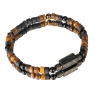 Bransoletka męska Turmalin, Tygrysie oko, Lawa wulkaniczna, Hematyt