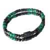 Bransoletka męska Turmalin, Malachit, Lawa wulkaniczna, Hematyt