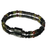 Bransoletka męska Turmalin, Jaspis smocza krew, Lawa wulkaniczna, Hematyt