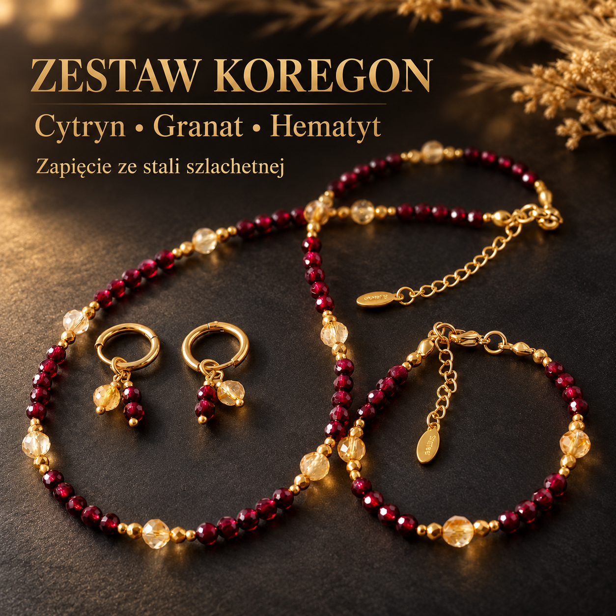 Zestaw Koregon, Cytryn, Granat, Hematyt