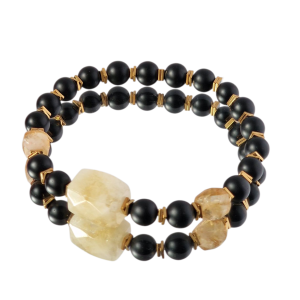 Bransoletka męska Cytryn, Lawa wulkaniczna, Hematyt