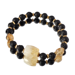 Bransoletka męska Cytryn, Lawa wulkaniczna, Hematyt