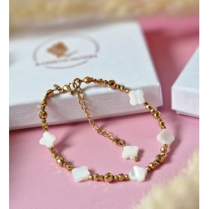 Bransoletka Masa perłowa koniczynka, Hematyt