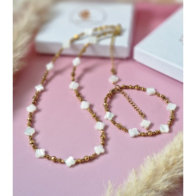 Zestaw Masa perłowa koniczynka, Hematyt