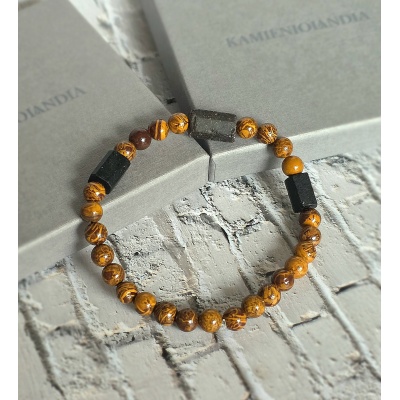 Bransoletka męska Turmalin, Jaspis Kalahari